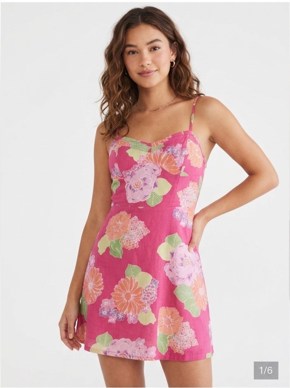 Y2K Aeropostale Pink Floral Mini Sundress Size Small